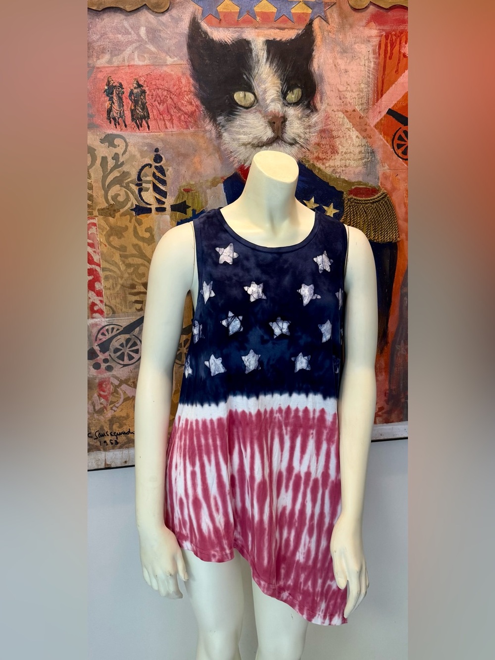 Ralph Lauren Chaps Anchor Way Tie Dyed Flag Sleeveless asymmetrical cover-up NWT